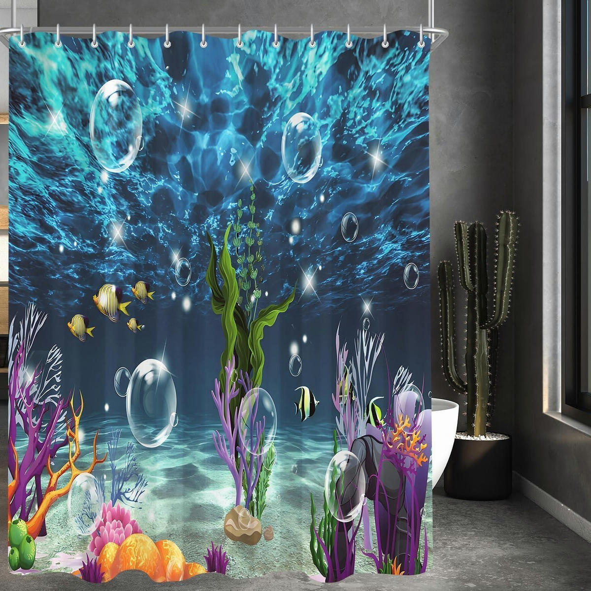 DUSCHVORHANG Bunter Meeresboden 180 x 200 cm - Multicolor, Textil (180/200cm)