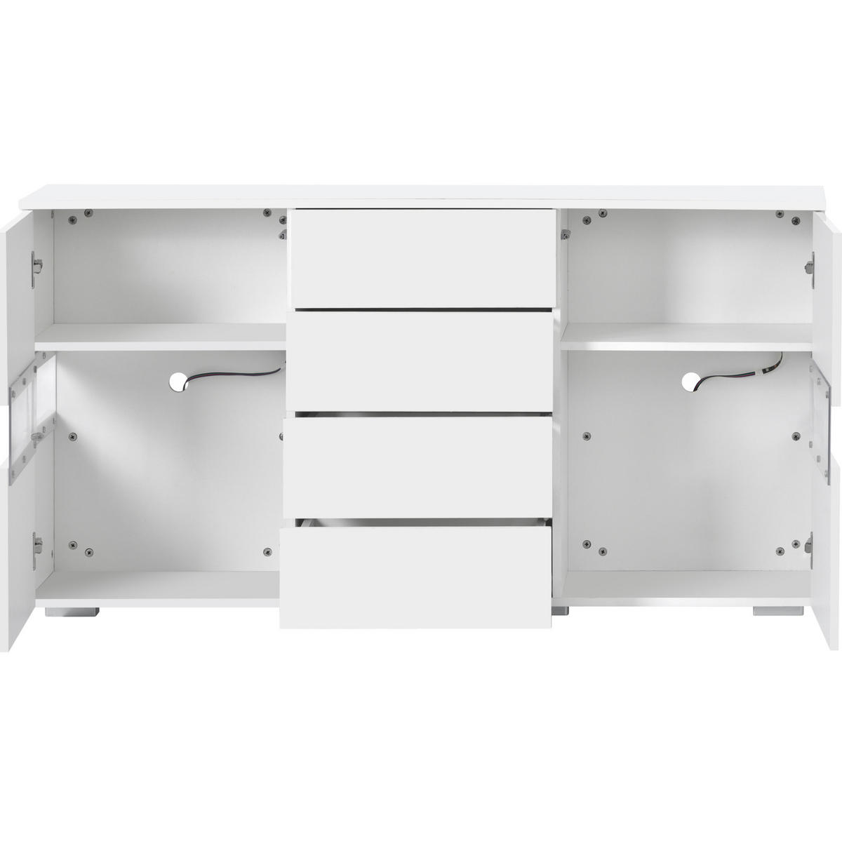 SIDEBOARD 140/35/72 cm aus MDF mit LED-Beleuchtung und 4 Schubladen Weiß - Weiß, Holzwerkstoff (145/72/35cm) - Modenvie