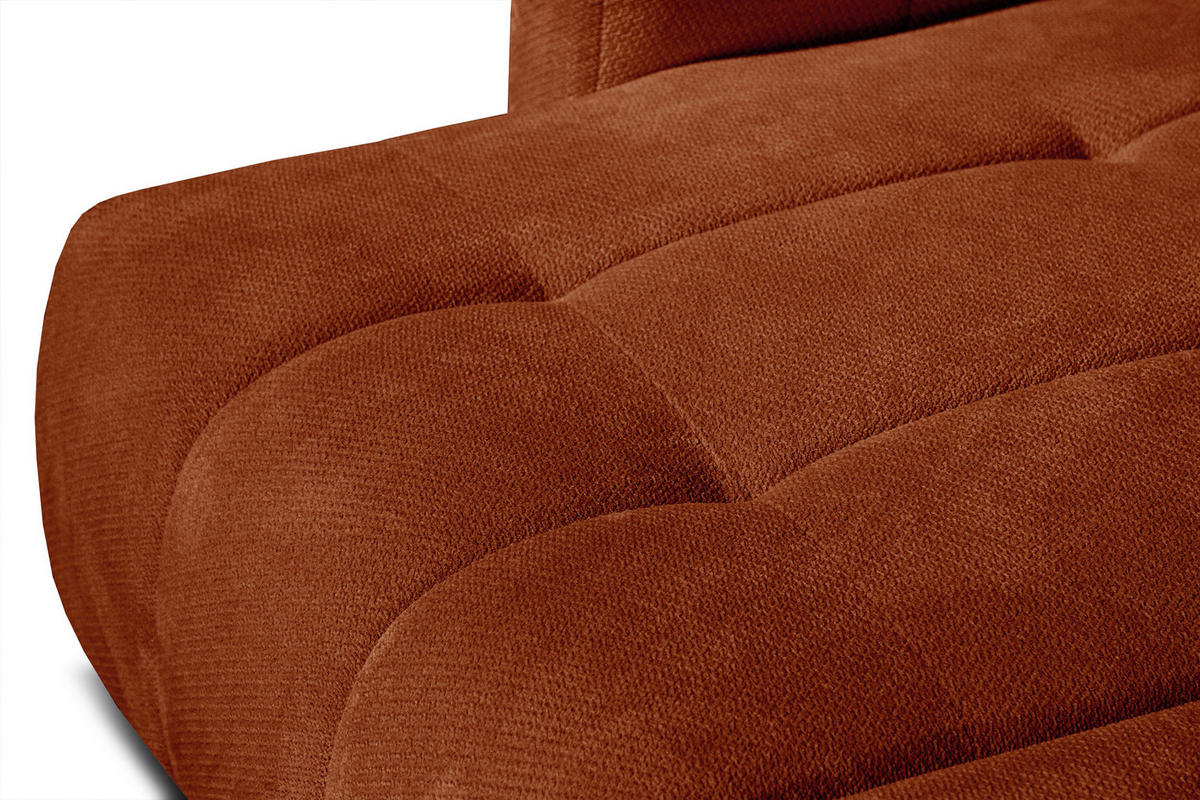 ECKSOFA KIMI 3-Sitzer, ausziehbarer Sitz, verstellbare Kopfstützen, rot - Rot/Schwarz, Holzwerkstoff/Textil (270/160cm) - Courtois Laville
