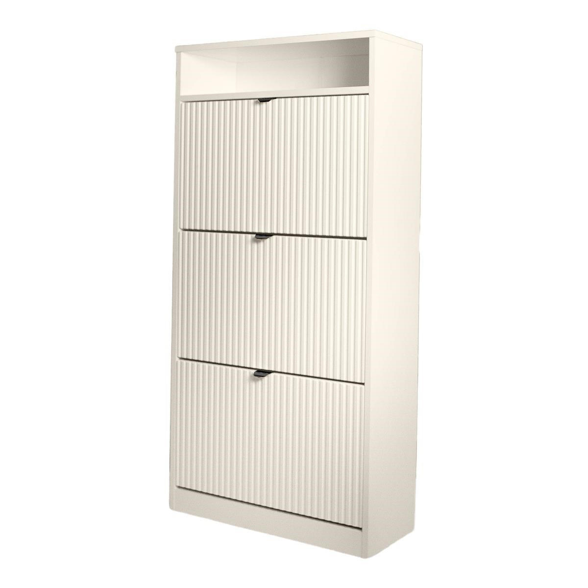 SCHUHSCHRANK Mia, Kaschmir mit schwarzem Griff - Kaschmir/Schwarz, Holzwerkstoff (60/125/24cm) - Bettso