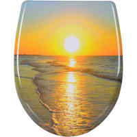 WC SITZ Toilettensitz mit Absenkautomatik,Sonnenaufgang Oval - Gelb, Kunststoff (31/2.51/45cm) - Woltu