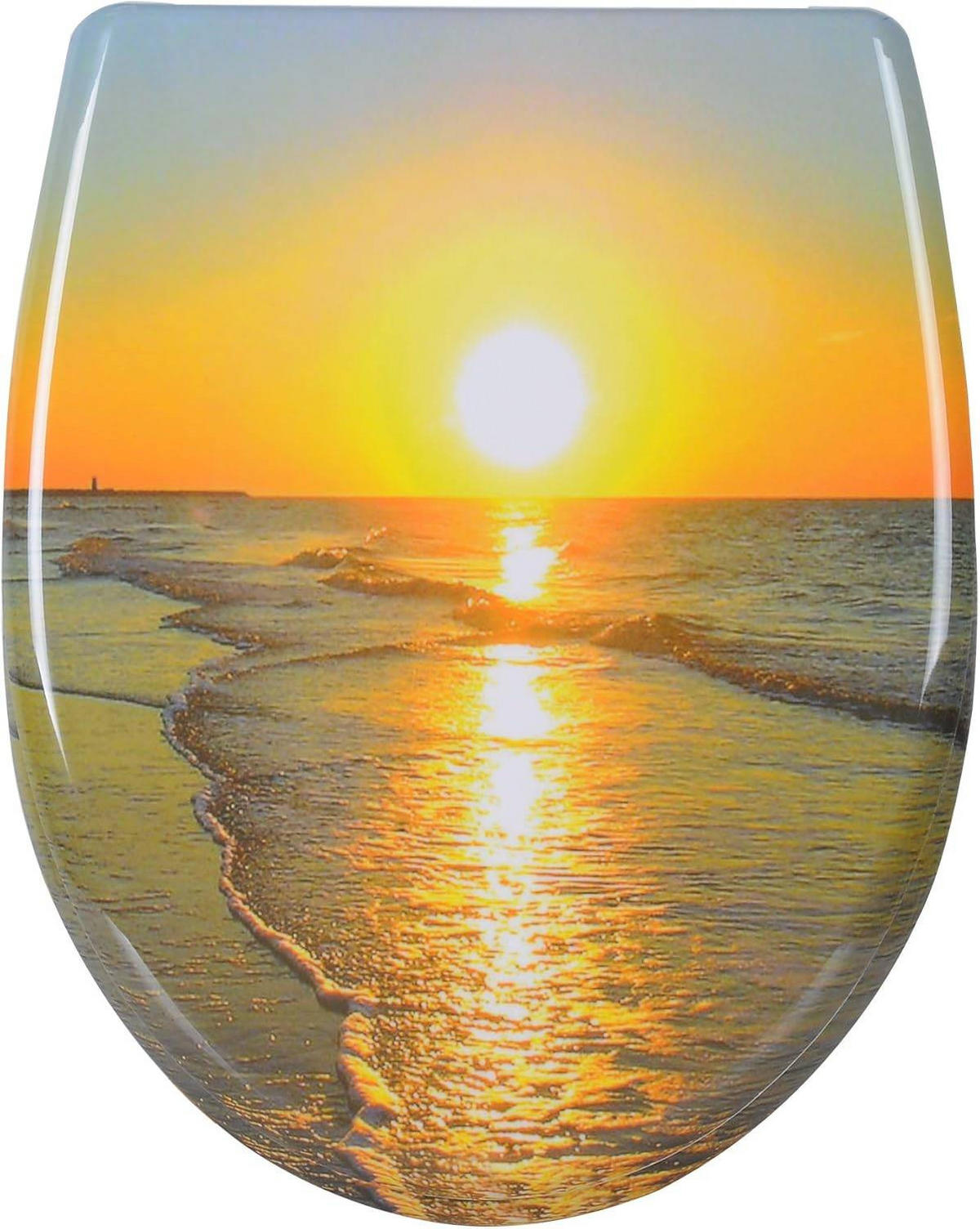 WC SITZ Toilettensitz mit Absenkautomatik,Sonnenaufgang Oval - Gelb, Kunststoff (31/2.51/45cm) - Woltu