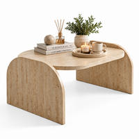 COUCHTISCH Monde Travertin - Creme, Holzwerkstoff (50/89/42cm) - Decorotika