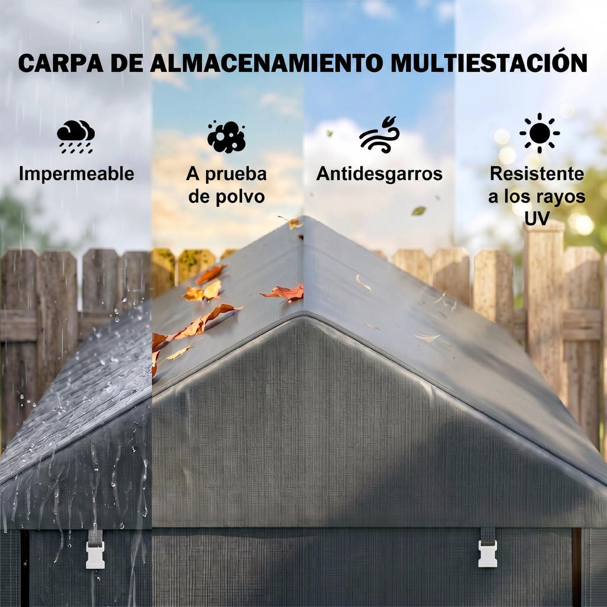 CARPORT Grau 1 Stück - Grau, Kunststoff/Metall (120/165/179cm) - GiPP