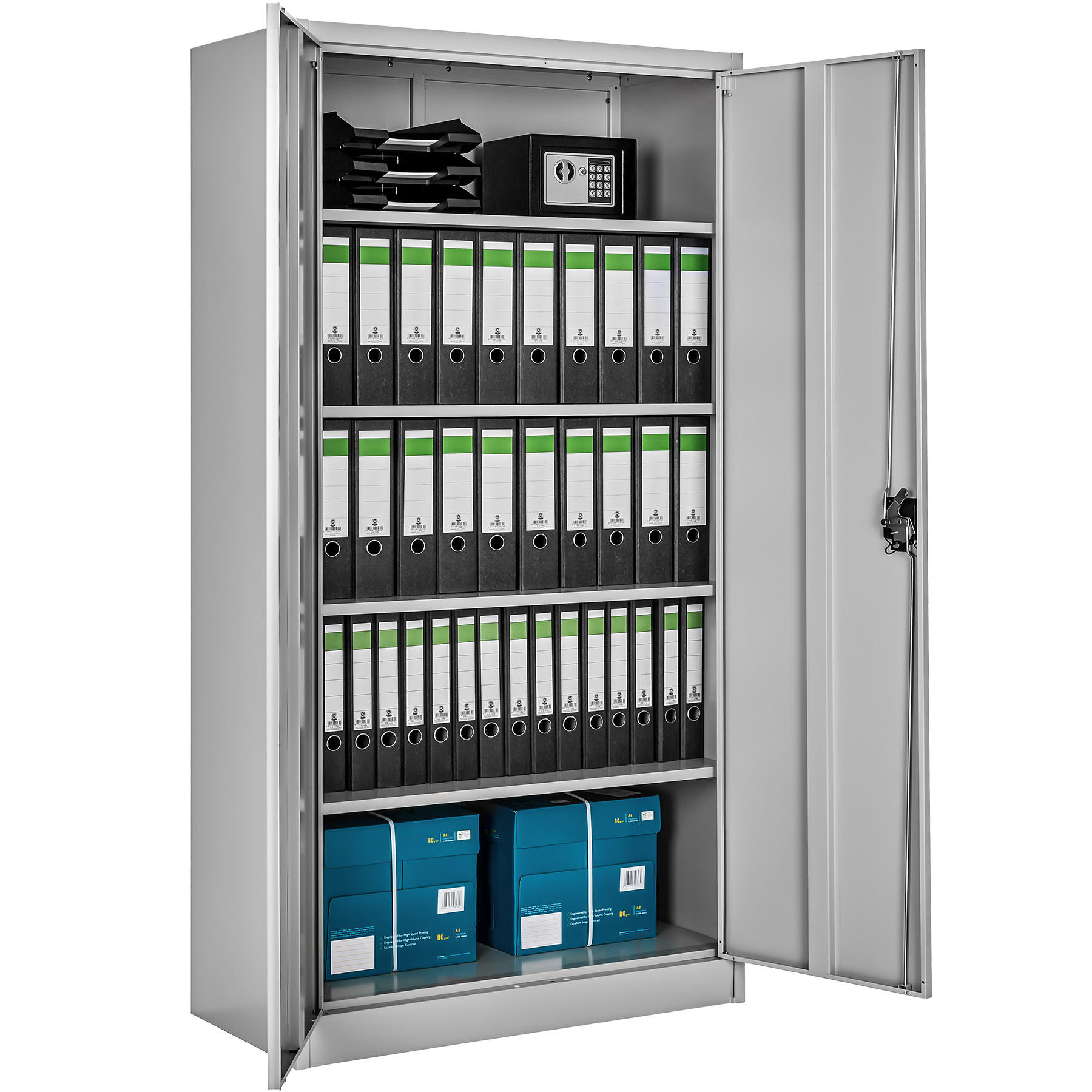 AKTENSCHRANK ,180 x 90 x 40 cm,grau - Grau, Metall (40/180/90cm) - tectake