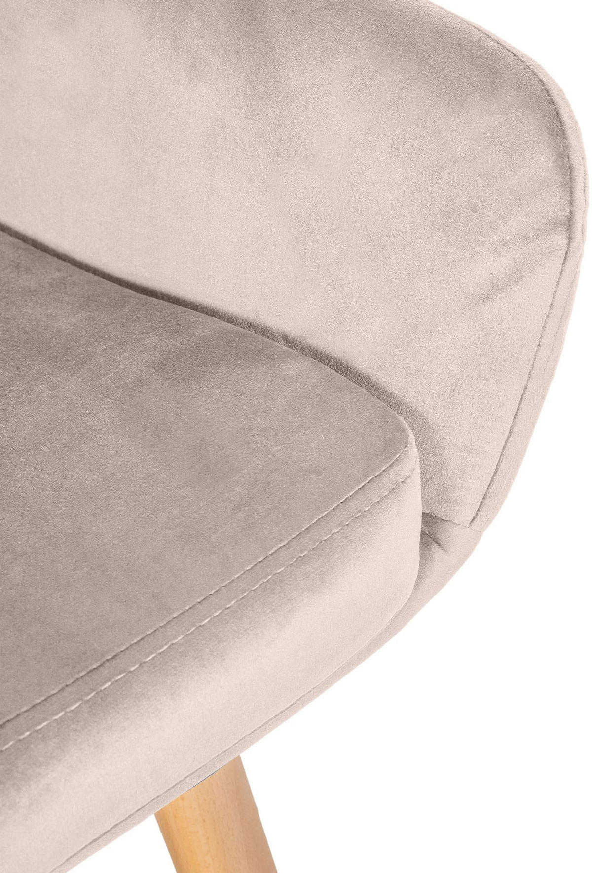 BARHOCKER Samt creme - Eukalyptusholzfarben/Creme, Holz/Textil (51/101/50cm) - CLP