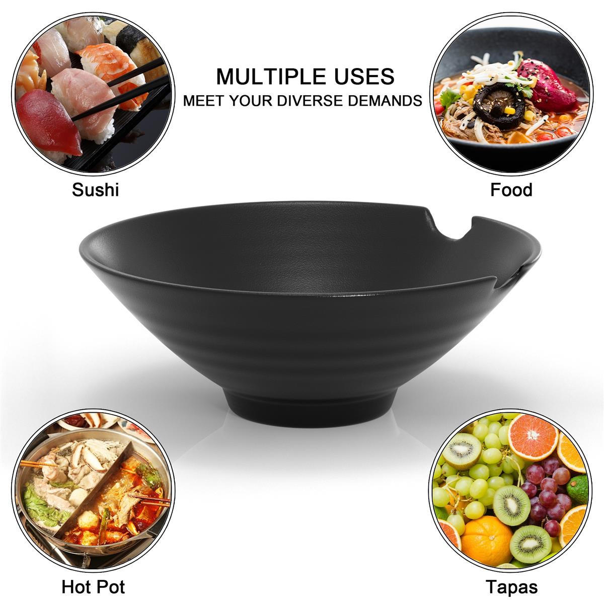 RAMEN SCHÜSSEL SET für 2 Personen aus Keramik - Schwarz, Keramik - Intirilife