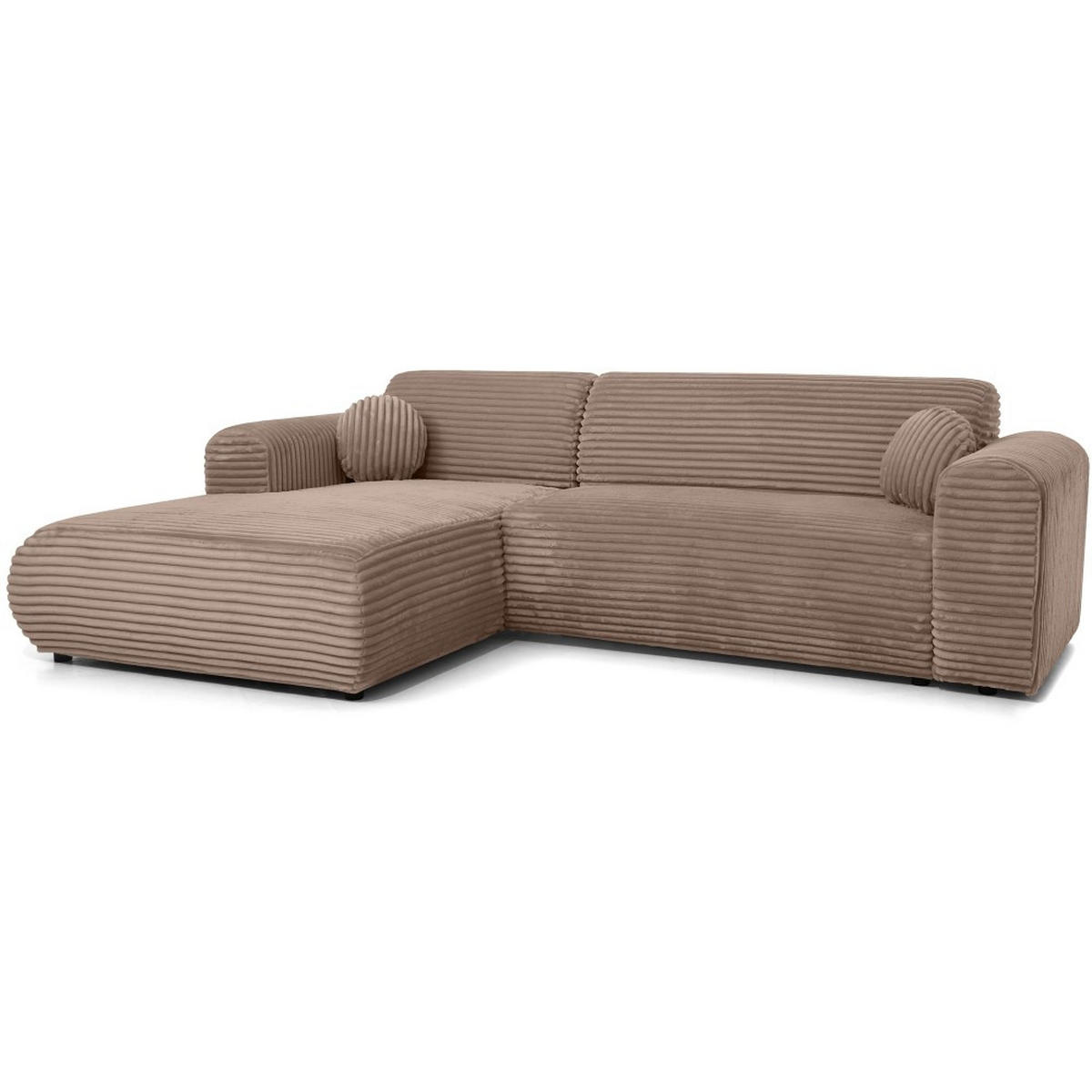 ECKSOFA Puerto, ohne Schlaffunktion, Hellbraun, links - Hellbraun/Schwarz, Textil (269/170cm) - Beautysofa