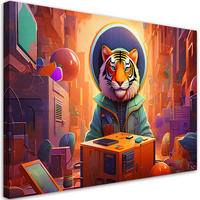 LEINWANDBILD Moderne Tiger Abstraktion 120x80cm - Multicolor, Textil (120/80cm) - Feeby