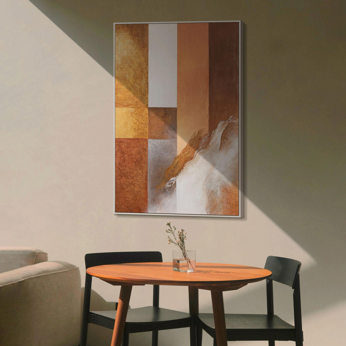 GEMÄLDE Harmonie der Formen Schattenfugenrahmen Beige 120x80 cm - Beige, Holz (120/80cm) - YS-art gallery