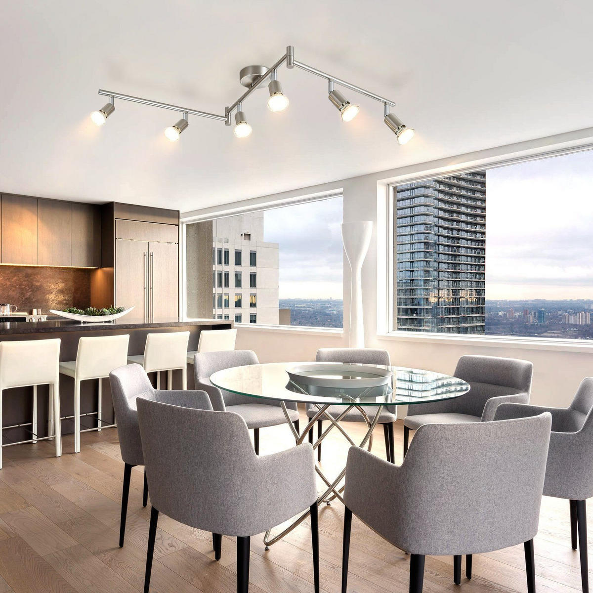 STRAHLER Aub 6-flammig 108/8/15 cm - Silberfarben, Metall (108/8/15cm) - Nettlife