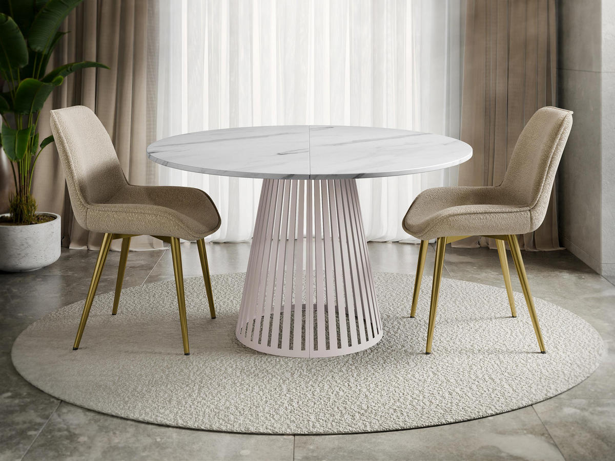 ESSTISCH ausziehbar Cone Cashmere 100 - Kaschmir/Weiß, Holzwerkstoff/Metall (100/100/76cm) - MIRJAN24