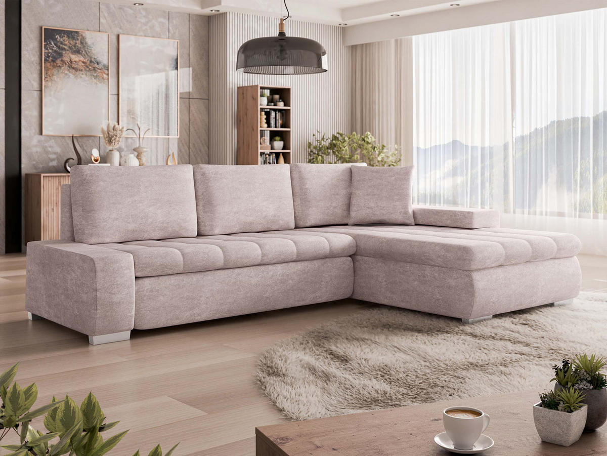 ECKSOFA Orkan Mini Premium - Hellrosa, Holz/Textil (265/185cm) - MIRJAN24