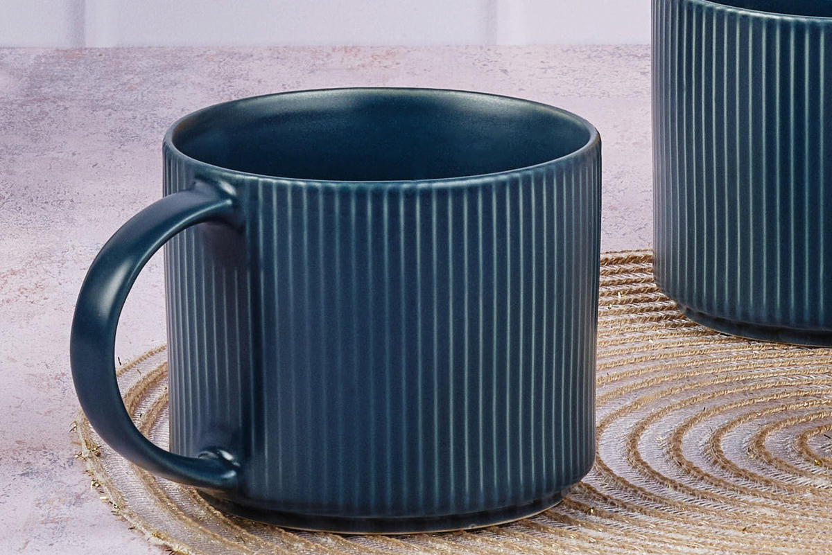 BECHER Scandi 500ml - 4er-Set - Marineblau - Blau, Keramik (0.5L) - Björn