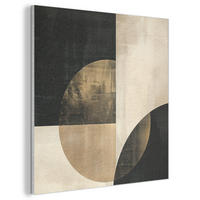 AKUSTIKBILD Abstrakt - Geometrische Formen - Schwarz - Gold Akustikpaneele 80x80 cm - Ecru, Kunststoff (80/80/0.9cm) - MuchoWow