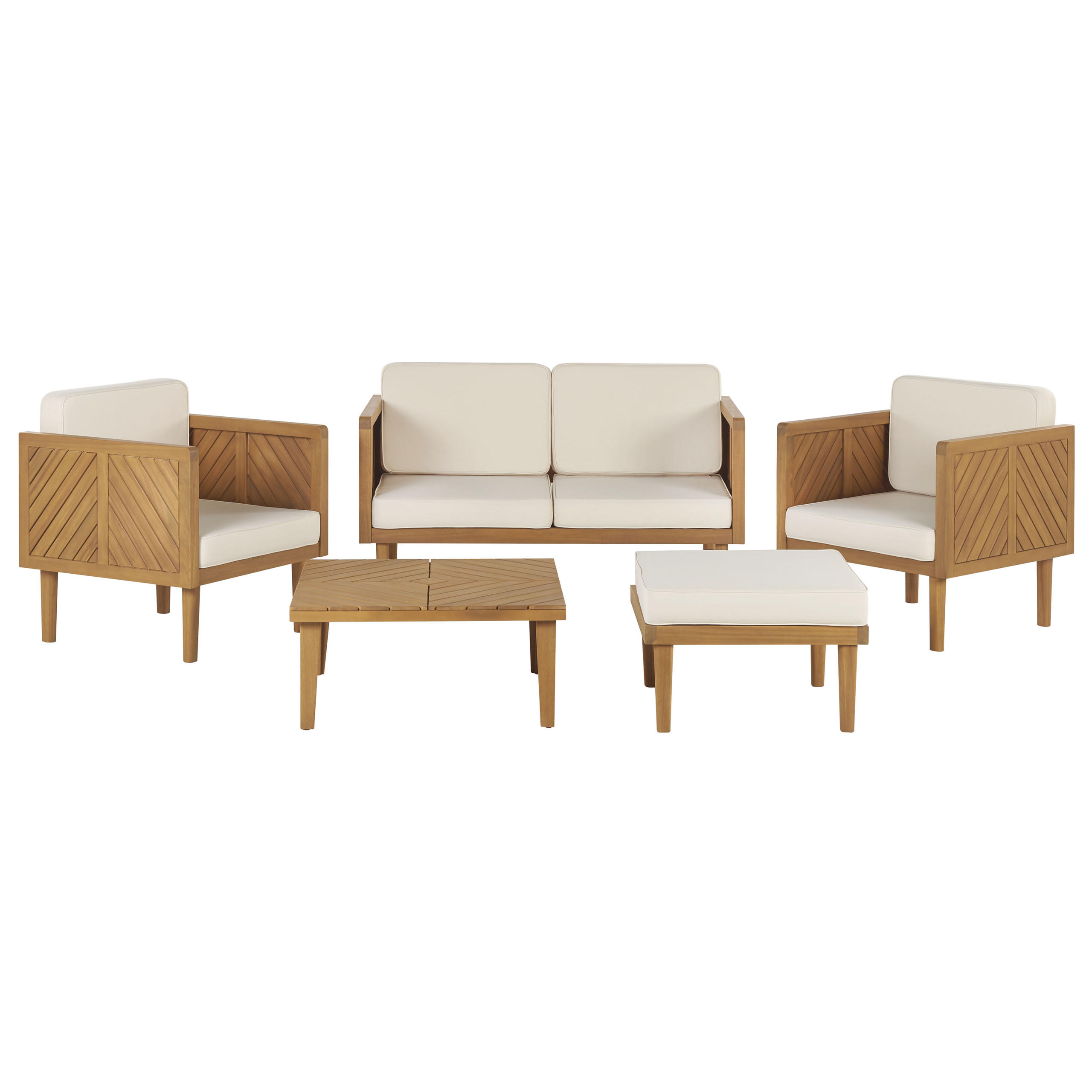 LOUNGE-SET 4-sitzer Akazienholz Hellbraun Baratti - Hellbraun, Holz - Beliani