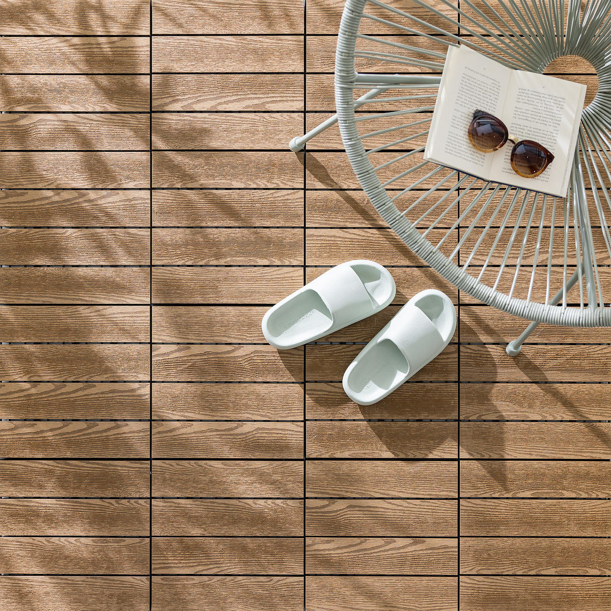 TERRASSENFLIESE - 11er-Set - Hellbraun, Kunststoff (30/30/2.4cm) - home24