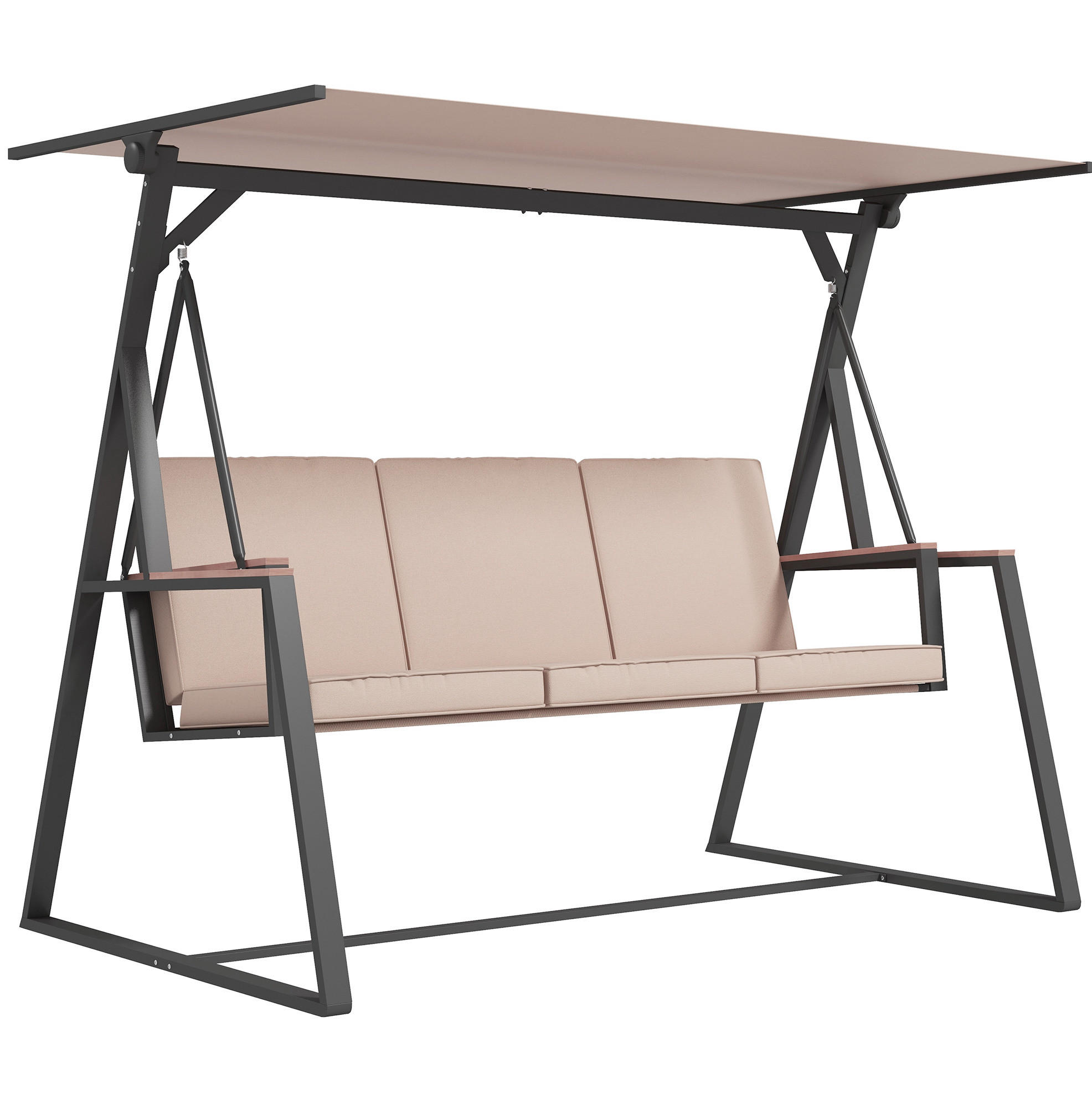 HOLLYWOODSCHAUKEL aus Stahl in Beige mit verstellbarem Sonnendach - Beige, Metall (205/175/130cm) - Modfu