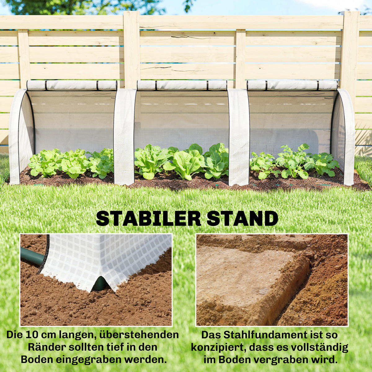 GEWÄCHSHAUS mit PE-Gitterfolie Aufrollbar Seitenwände, winterfest Tomatenhaus - Weiß, Metall (100/80/295cm) - Outsunny