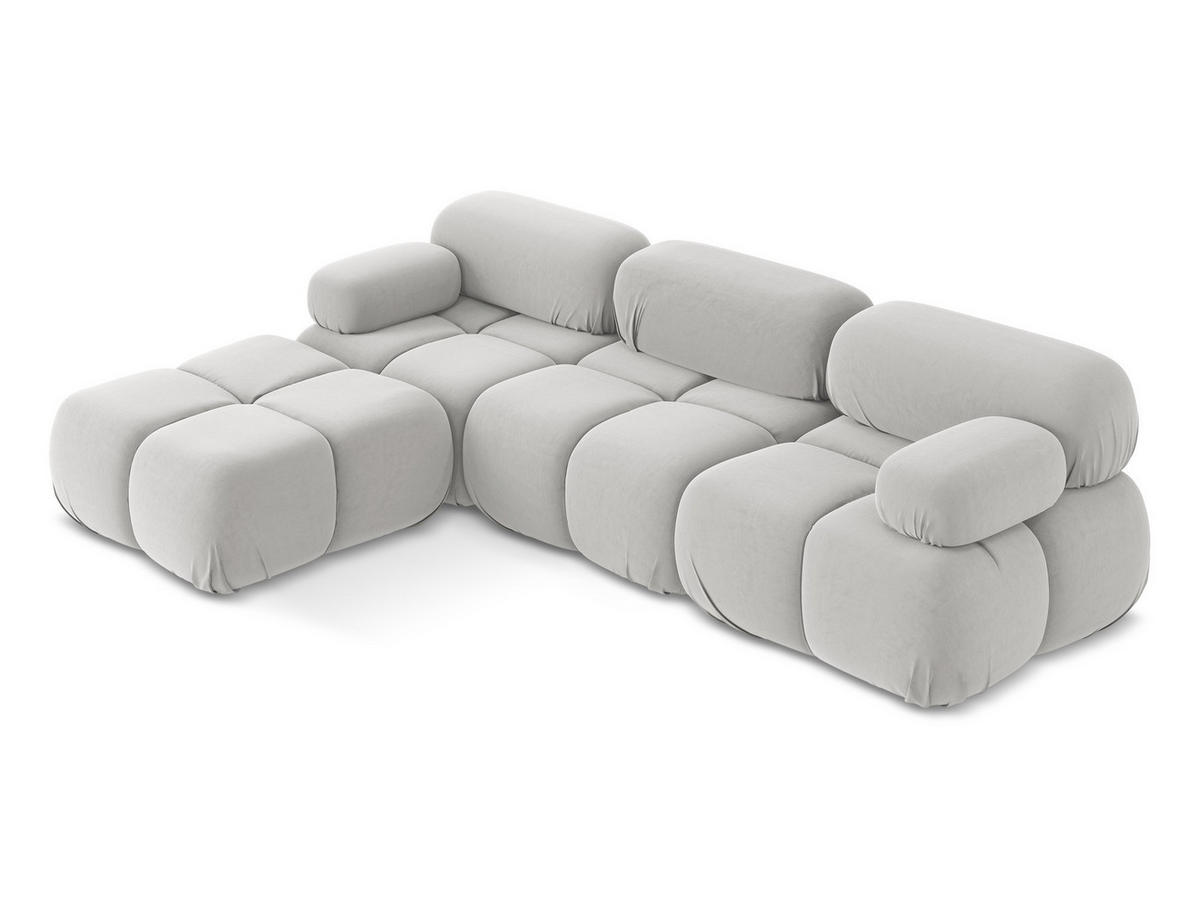 ECKSOFA Beidseitig Samt Stoff Grau - Silberfarben/Schwarz, Kunststoff/Textil (285/191cm) - Makamii