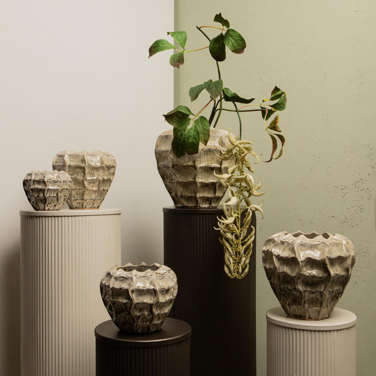 TOPF Cedric Beige 20.5/20.5/17.5cm - Beige, Keramik (17.5cm) - PTMD Collection