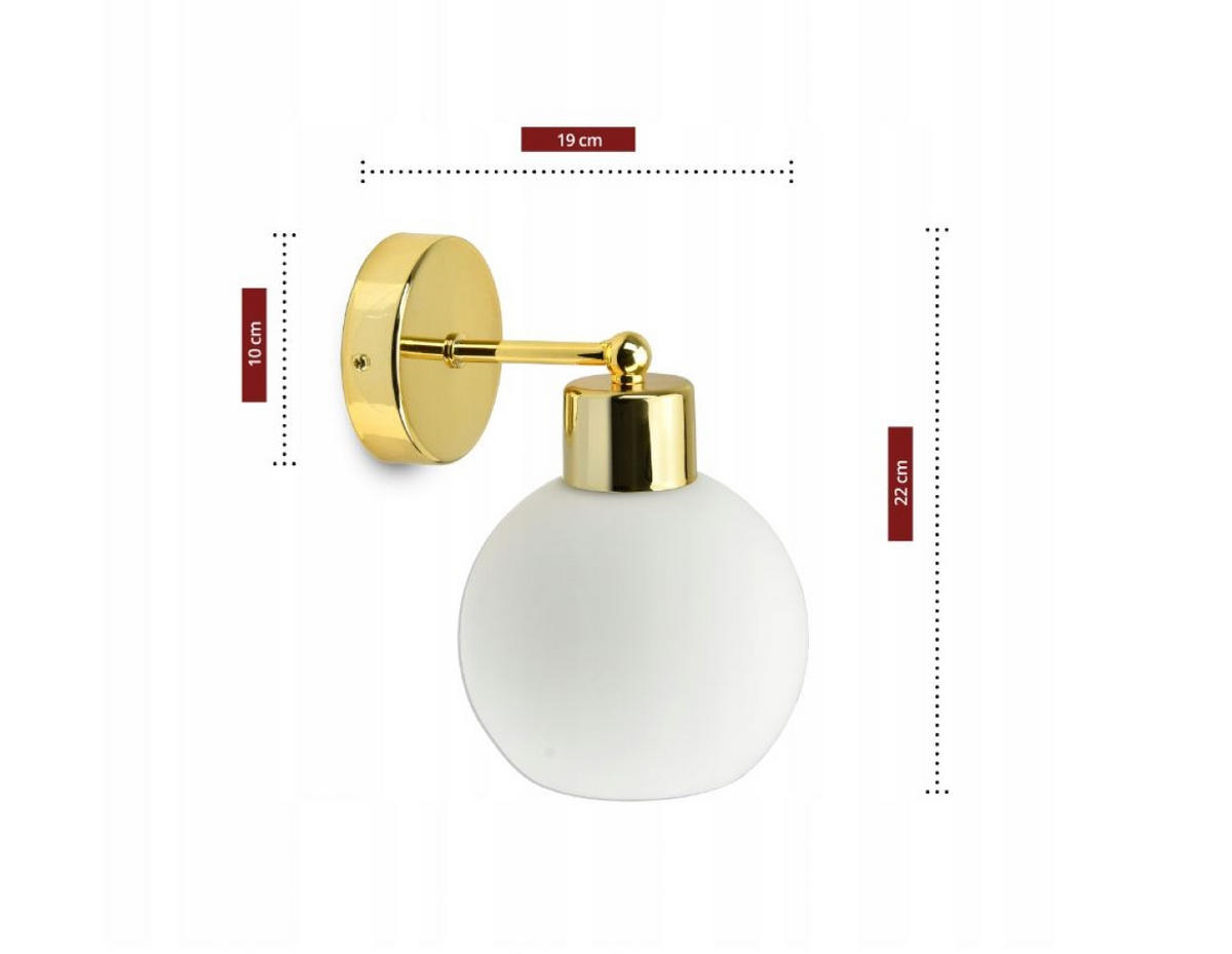 WANDLEUCHTE GOLDGLAS - Goldfarben/Weiß, Glas/Metall (19/22/14cm) - kiki design