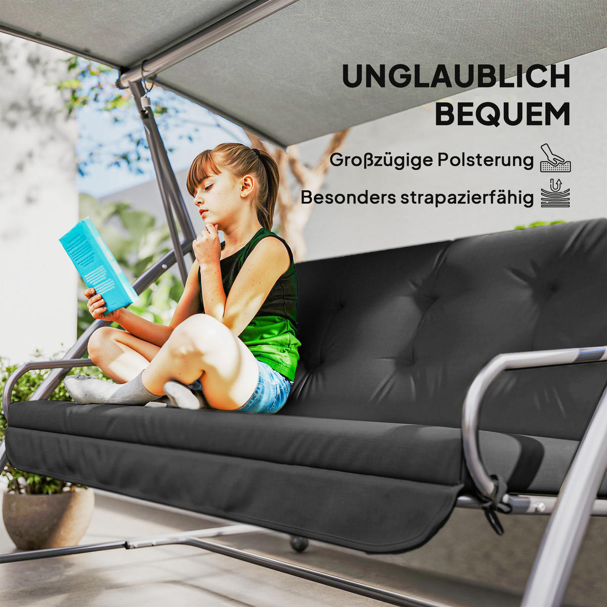 SITZKISSEN Rückenkissen Seitenkissen Dunkelgrau - Dunkelgrau, Kunststoff (100/8/170cm) - Outsunny
