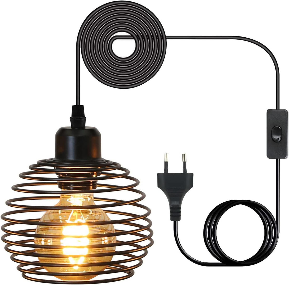 HÄNGELEUCHTE Hans 1-flammig 13/15/150 cm - Schwarz, Metall (13/15/150cm) - Nettlife