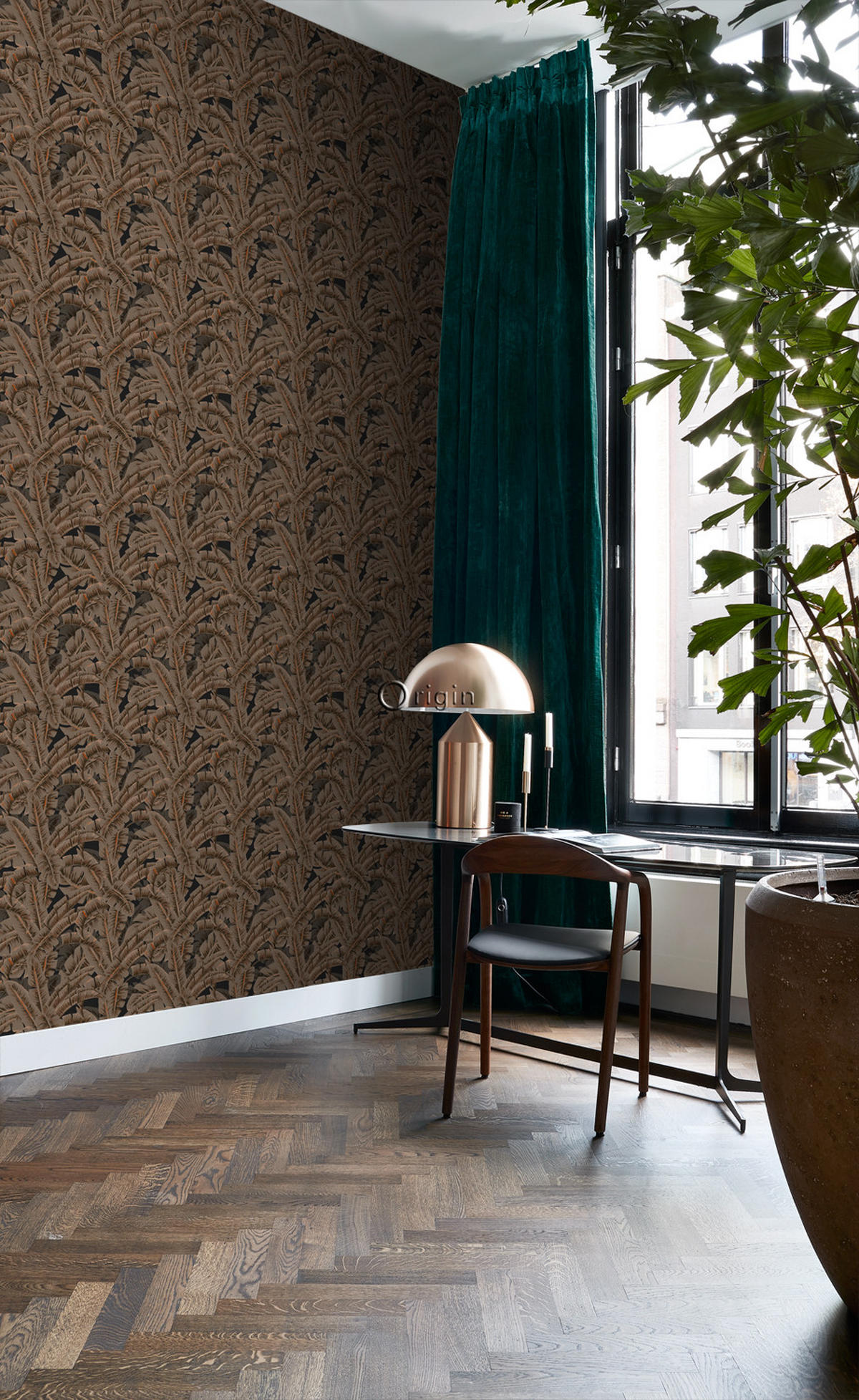 TAPETE Palmblätter 53 cm x 10.05 m - Braun, Papier (53/1000cm) - Origin Wallcoverings