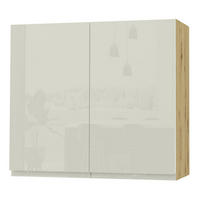HÄNGESCHRANK Florence W3/80 Eiche Artisan / RAL 1013 perlweiß HG 80 / 32,5 / 72cm - Weiß Hochglanz/Eiche Artisan, Holz/Holzwerkstoff (80/72/32.5cm) - Feldmann-Wohnen