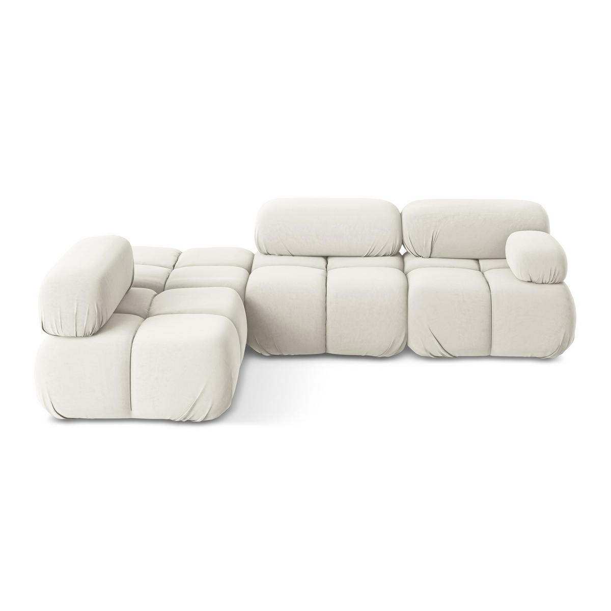 ECKSOFA Links Samt Stoff Beige - Beige/Creme, Kunststoff/Textil (190/285cm) - LaMiaSofa