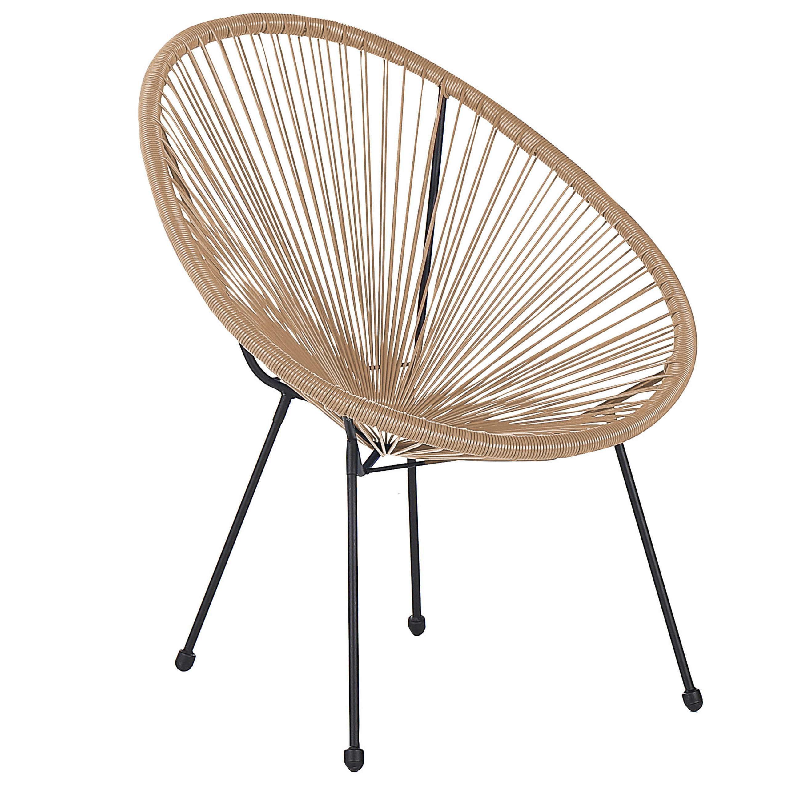 RATTANSTUHL Kunststoff natürlich 70 cm Acapulco II - Beige/Schwarz, Kunststoff (70/87/90cm) - Beliani