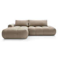 ECKSOFA Ombo Beige Velours 280 cm - Beige/Schwarz, Kunststoff/Textil (284/167cm) - Selsey