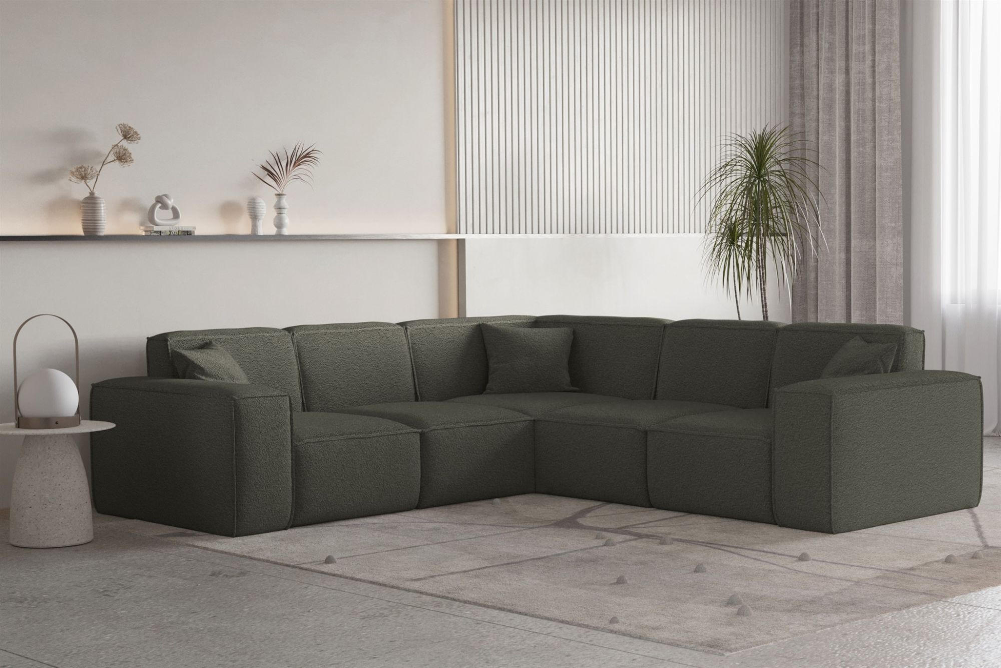 ECKSOFA Univ Celes Premium Ascot Bukla - Jadegrün, Holzwerkstoff/Textil (246/246cm) - Fun Möbel