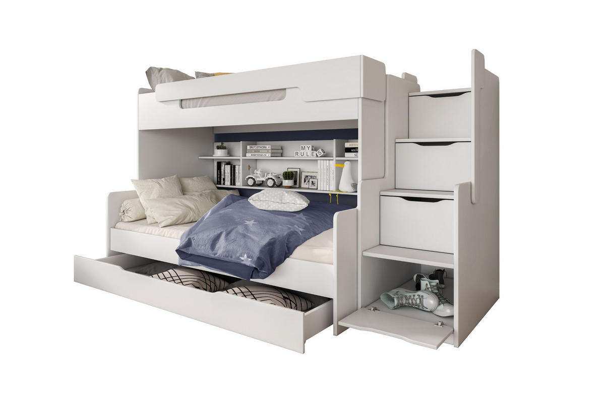 ETAGENBETT HARRY 90/200 + 120/200 in Weiß - Weiß, Holzwerkstoff - Deine Möbel 24