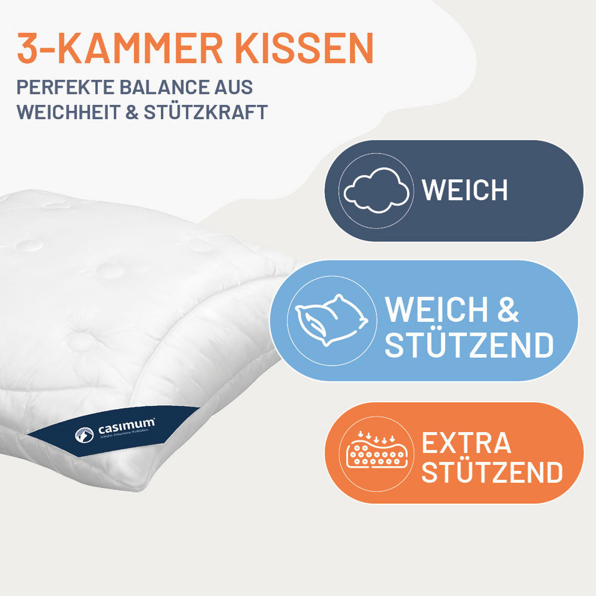 KOPFKISSEN 80x80 cm, weich & stützend, Naturhaarkissen mit 100% Kamelflaumhaar (Außen) - Weiß, Textil (80/80cm) - casimum