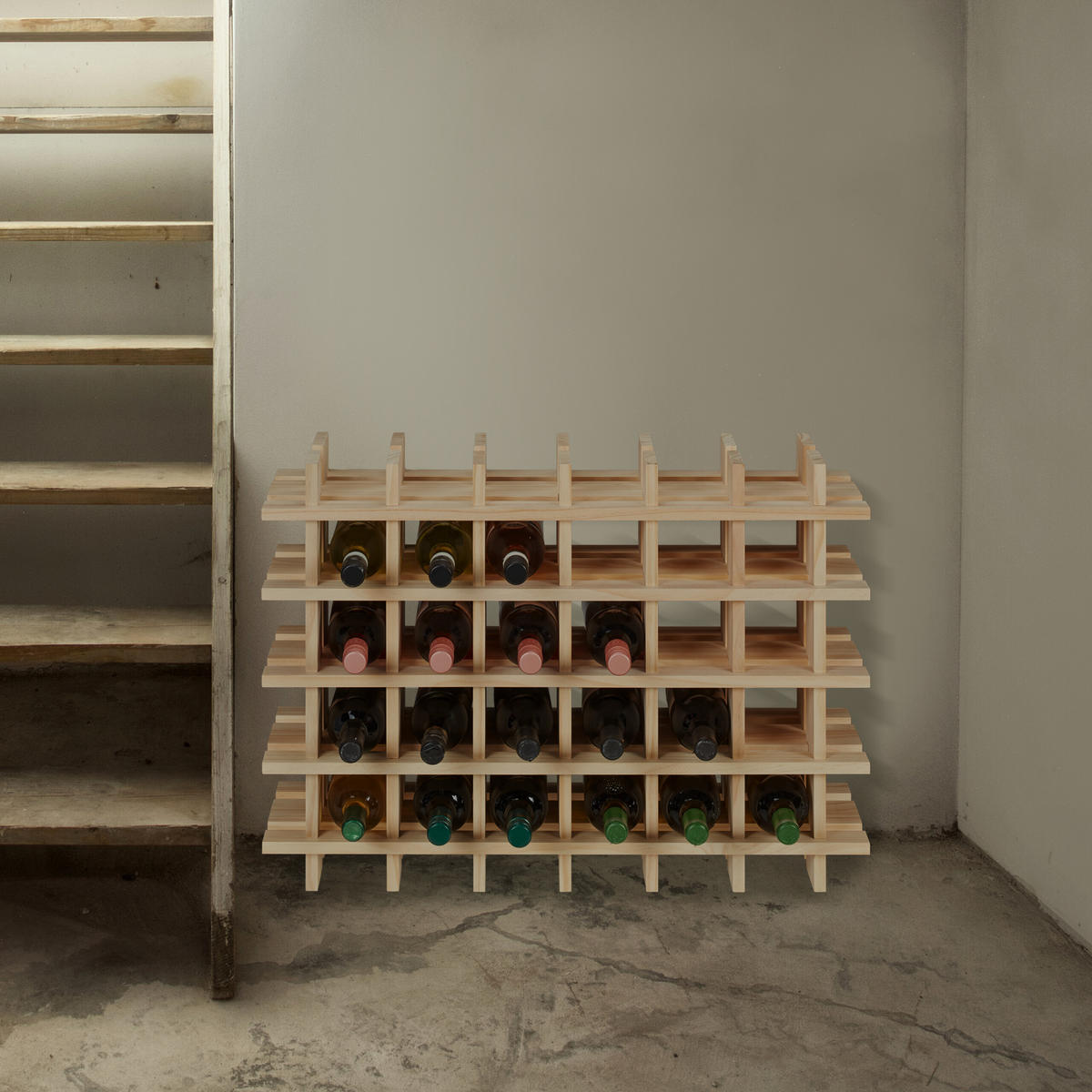 WEINREGAL - Hellbraun, Holz (75/54/24cm) - Relaxdays