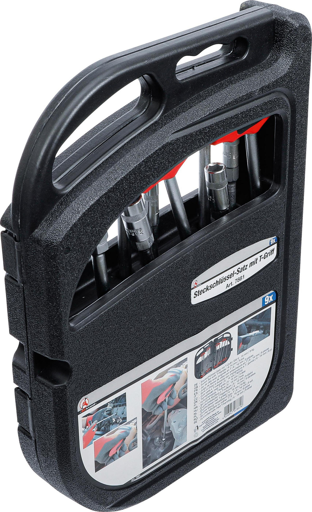 STECKSCHLÜSSEL-SATZ MIT T-GRIFF | SW 6 - 14 MM | 9-TLG. - Multicolor, Kunststoff/Metall (1/1cm) - BGS technic
