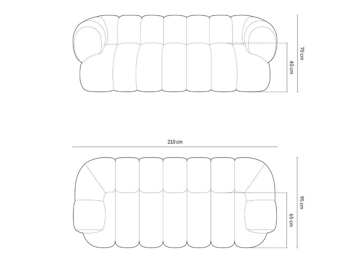 SOFA Koge aus Chenille-Stoff marineblau 3 Sitzplätze - Blau, Textil (95/70/210cm) - Cosmopolitan Design