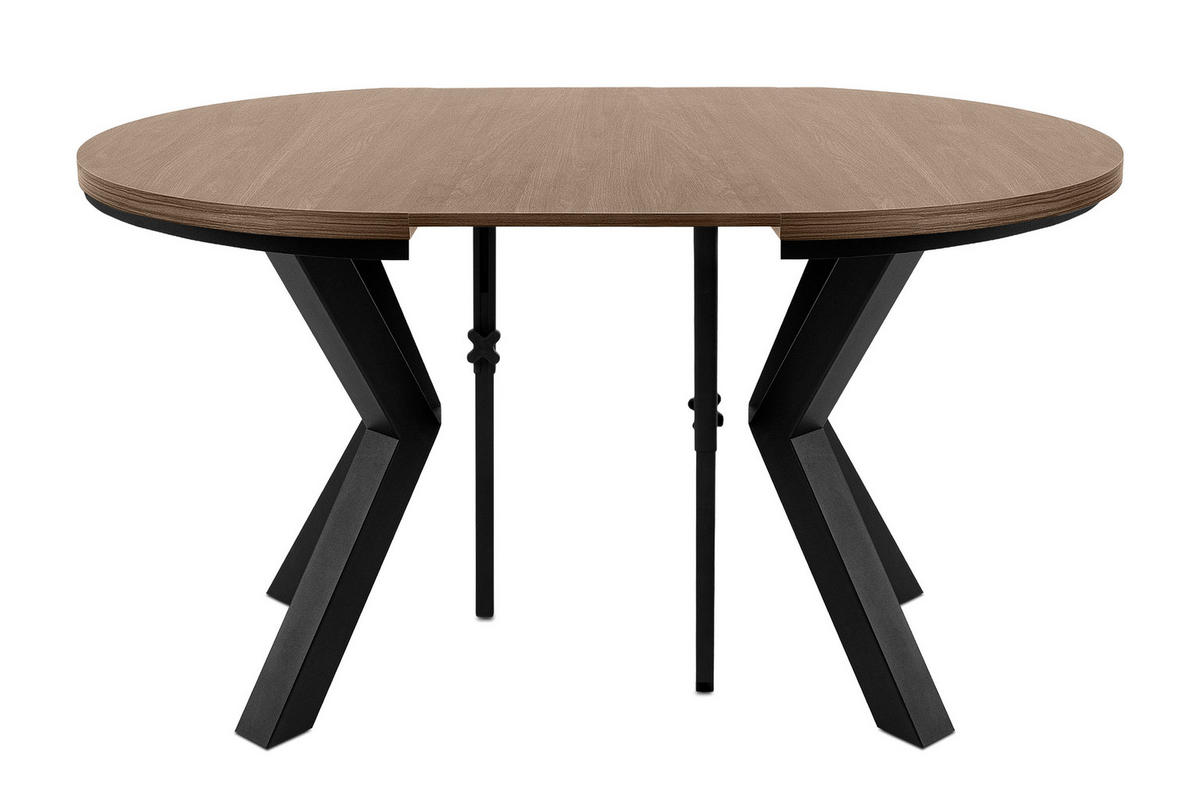 ESSTISCH ROSTEL Ausziehbar 100-140cm Rund, lefkas/schwarz - Schwarz/Braun, Holz (100/140/75cm) - KONSIMO®