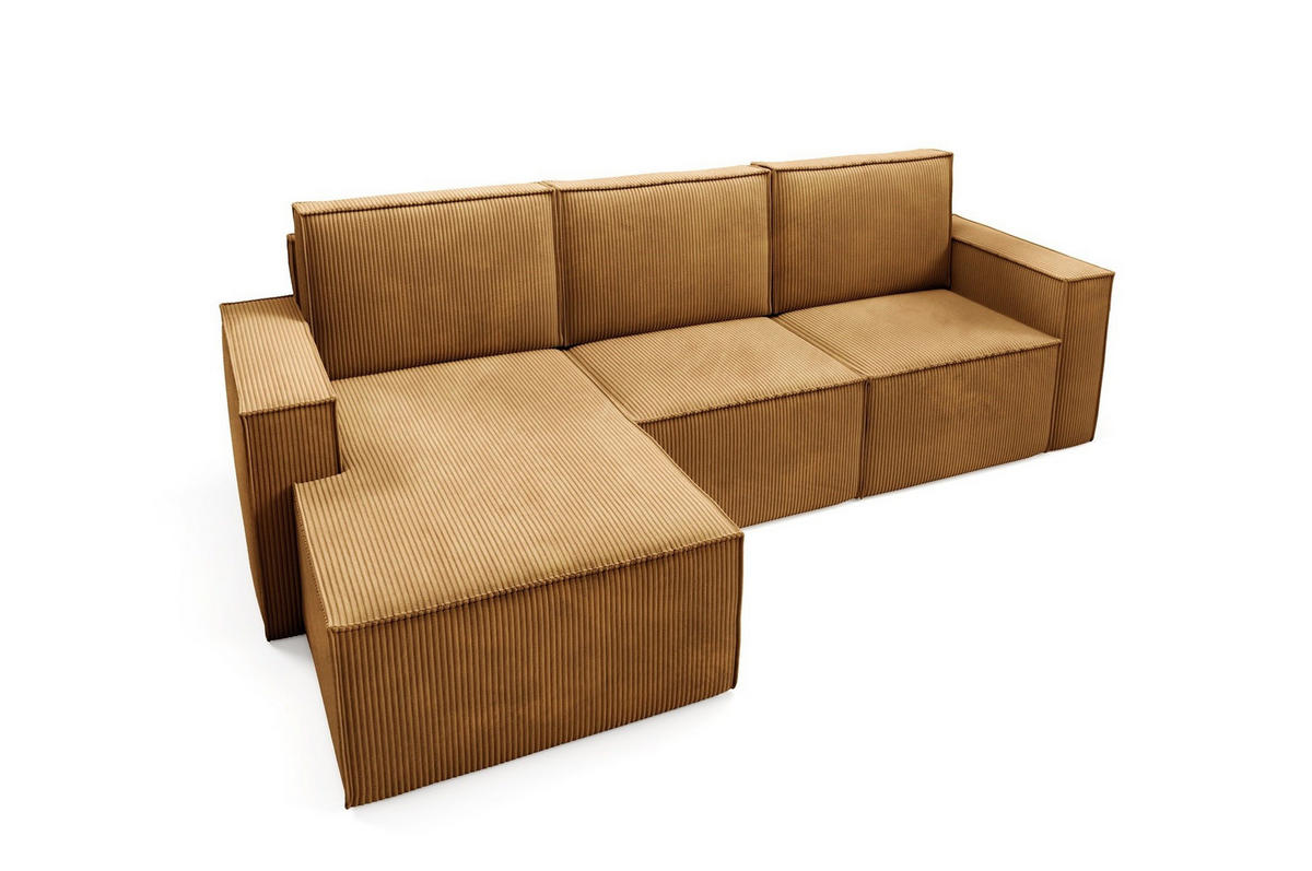 ECKSOFA Orto Gelb, Dreisitzer Kordecksofa rechte seite - Gelb, Holzwerkstoff/Textil (180/142cm) - Bettso