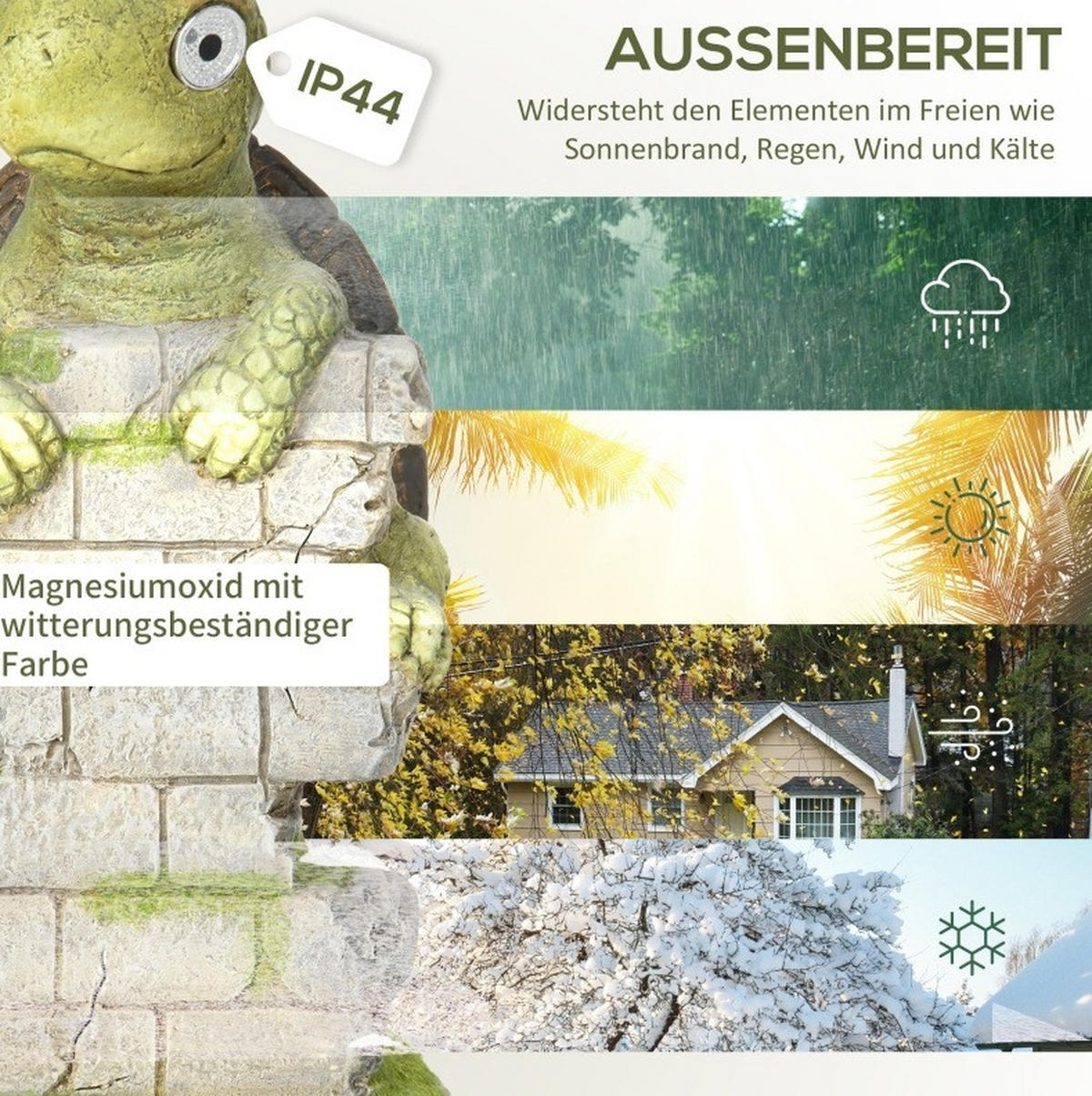 SOLAR Gartenfigur Schildkröte 17.5x18.5x36.5 cm mit led - Multicolor, Metall (18.5/36.5/17.5cm) - Modfu
