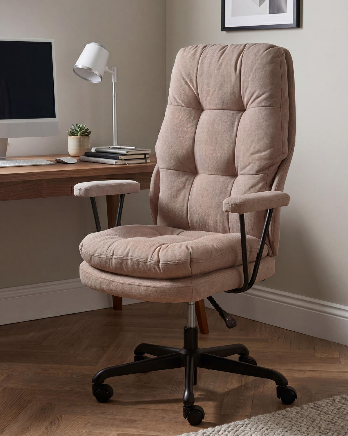 BÜROSTUHL Stoff Braun Melocush - Braun, Textil (75/106/66cm) - Beliani