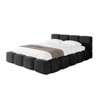 POLSTERBETT mit Bettkasten und Lattenrost, Bett mit Matratze H3/H4, Kopfteil, Boxbett, Doppelbett mit Stauraum - NATA-v1 200x200 Schwarz - Schwarz Hochglanz, Holzwerkstoff/Textil (200/200cm) - ALTDECOR