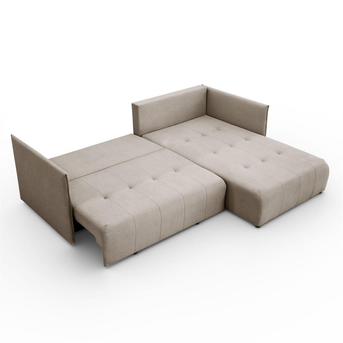 ECKSOFA APOLLO L mit Schlaffunktion und Bettkasten – rechte Seite - Beige, Textil (246/188cm) - Lookway