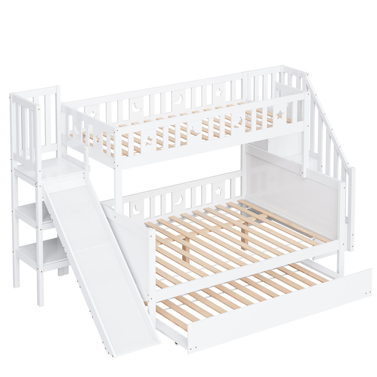 ETAGENBETT Massivholz Weiß - Weiß, Holz - Raumix