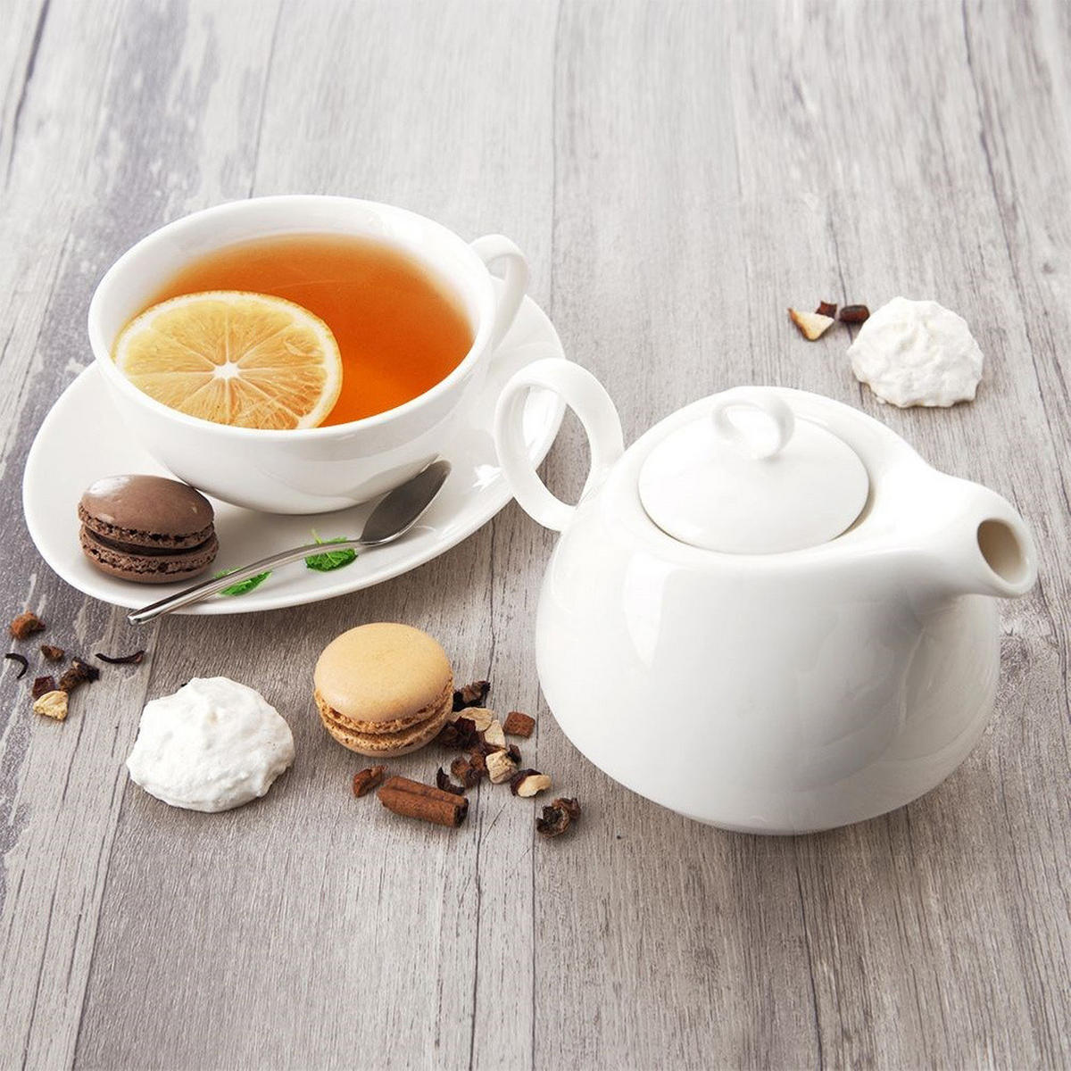 TEEKANNE Porzellan Mona mit Tasse 3-teilig Weiß - Weiß, Keramik (0.3L) - Orion 