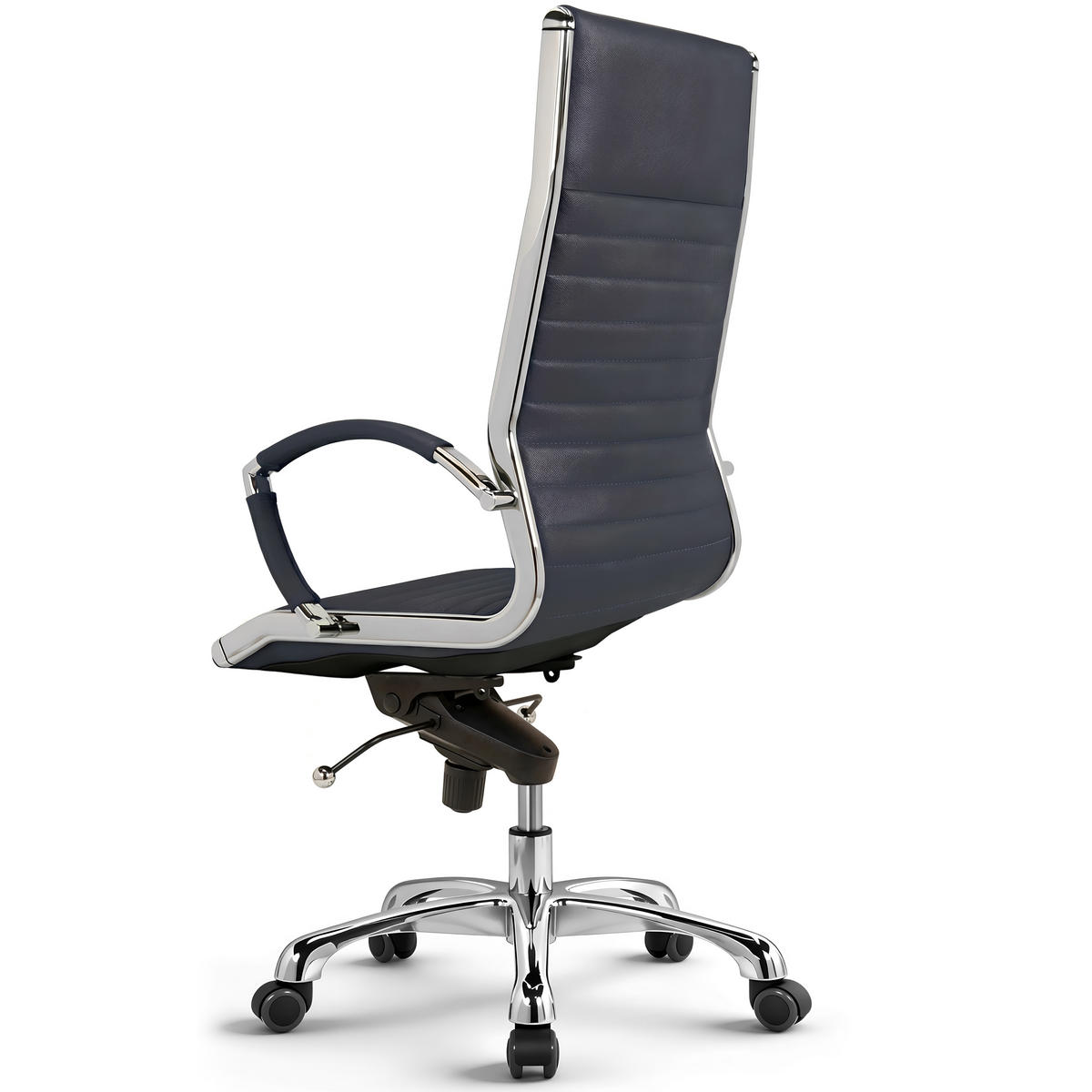 BÜROSTUHL Montreal Echtleder Dunkelblau – ergonomisch, bis 150 kg, Sitzhöhe 46-54cm - Dunkelblau, Leder/Metall (60/115/60cm) - Versee