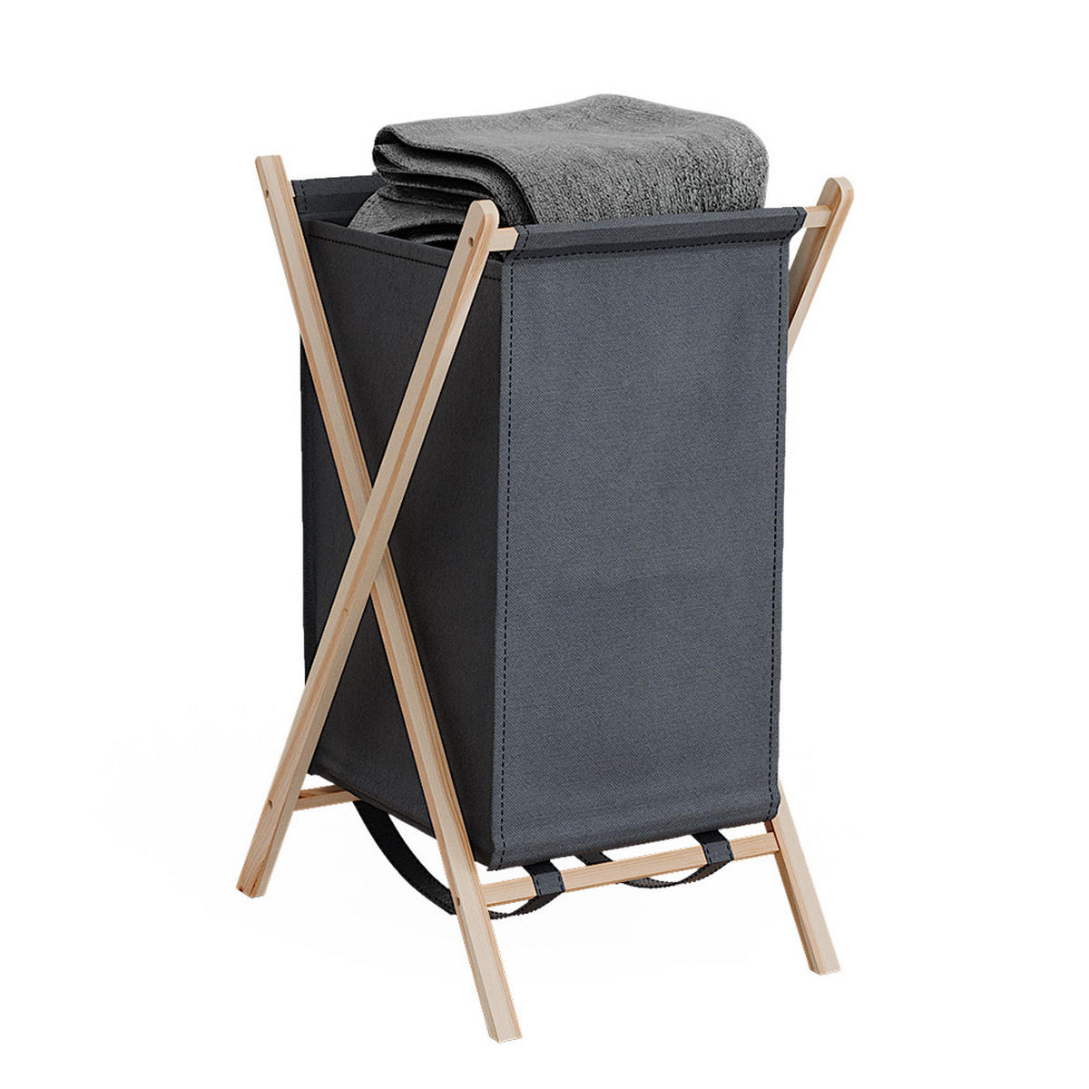 WÄSCHEKORB Bruno Grau 40 x 64 cm - Naturfarben/Grau, Holzwerkstoff (40/64/45cm) - Vicco