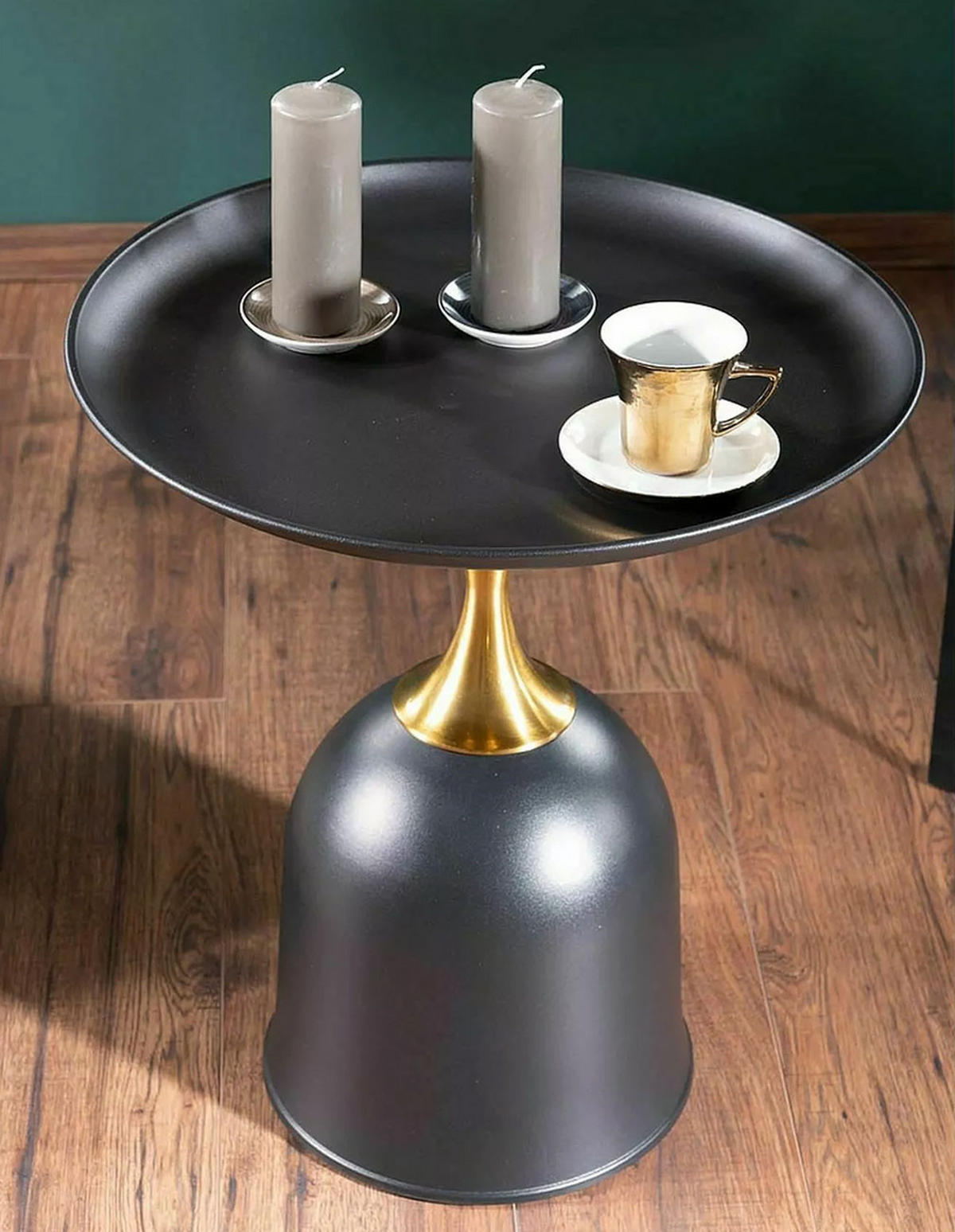 COUCHTISCH Libra schwarz / gold 51 / 51 / 61cm - Goldfarben/Schwarz, Holz/Keramik (51/51/61cm) - Feldmann-Wohnen